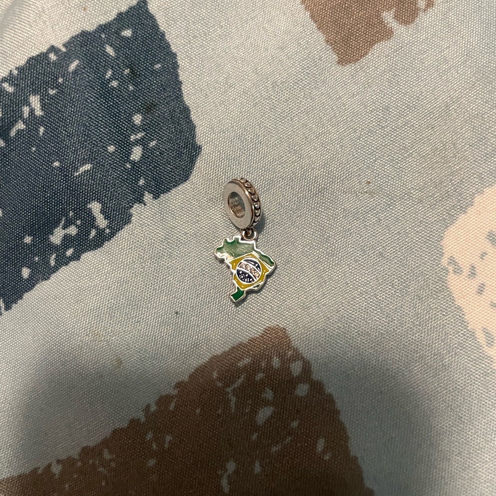 Brazil Map Charm Bracelet with Green and Yellow Accents